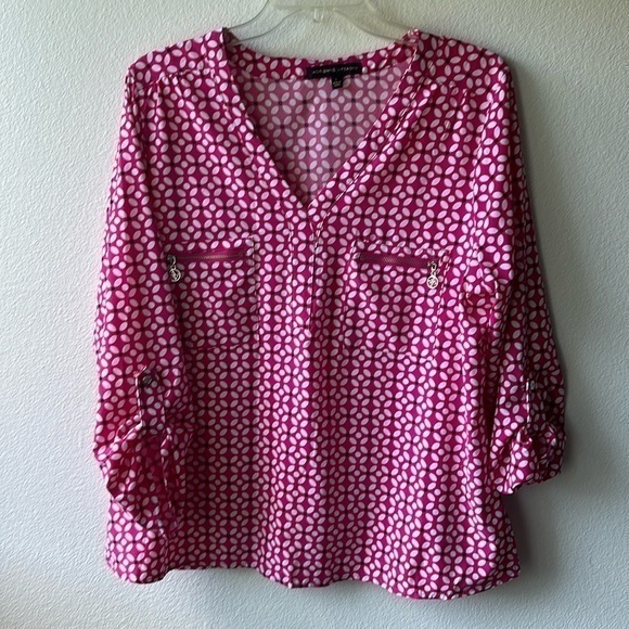 Adrienne Vittadini Tops - Adrienne Vittadini top pink white blouse size large career